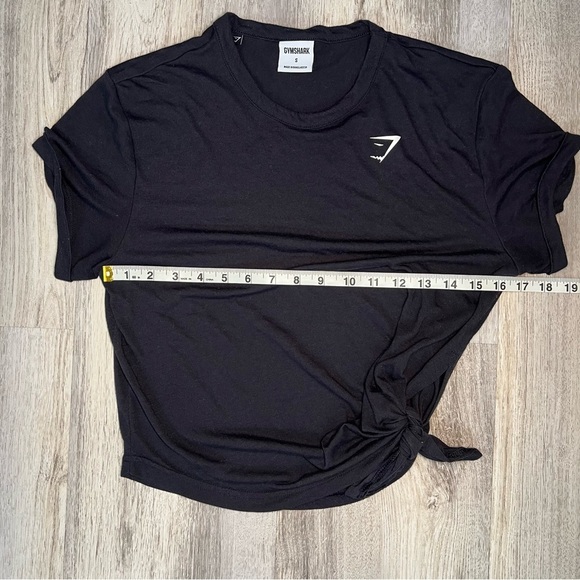 Gymshark Essential Tee Asymmetrical Split Side Knot Tie Black Size Small T-Shirt - Picture 5 of 8